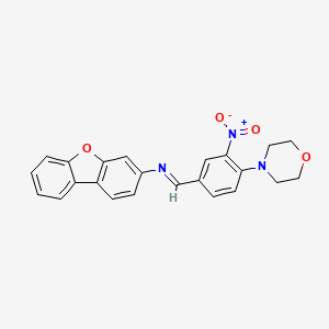 molecular formula C23H19N3O4 B15012500 N-Dibenzo[B,D]furan-3-YL-N-[(E)-1-(4-morpholino-3-nitrophenyl)methylidene]amine 