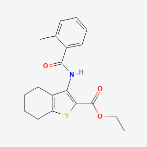molecular formula C19H21NO3S B15012555 Ethyl 3-{[(2-methylphenyl)carbonyl]amino}-4,5,6,7-tetrahydro-1-benzothiophene-2-carboxylate 