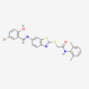 molecular formula C24H20BrN3O2S2 B15012843 2-[(6-{[(E)-(5-bromo-2-hydroxyphenyl)methylidene]amino}-1,3-benzothiazol-2-yl)sulfanyl]-N-(2,6-dimethylphenyl)acetamide 