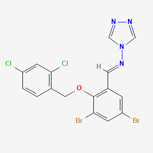 molecular formula C16H10Br2Cl2N4O B15013021 N-[(E)-{3,5-dibromo-2-[(2,4-dichlorobenzyl)oxy]phenyl}methylidene]-4H-1,2,4-triazol-4-amine 