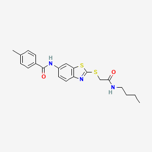 molecular formula C21H23N3O2S2 B15013123 N-(2-{[2-(butylamino)-2-oxoethyl]sulfanyl}-1,3-benzothiazol-6-yl)-4-methylbenzamide 