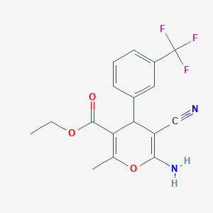 molecular formula C17H15F3N2O3 B15013287 ethyl 6-amino-5-cyano-2-methyl-4-[3-(trifluoromethyl)phenyl]-4H-pyran-3-carboxylate 