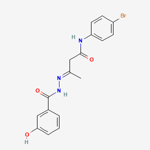 molecular formula C17H16BrN3O3 B15013651 N-(4-Bromo-phenyl)-3-[(3-hydroxy-benzoyl)-hydrazono]-butyramide 
