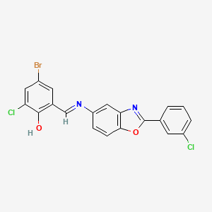 molecular formula C20H11BrCl2N2O2 B15013659 4-bromo-2-chloro-6-[(E)-{[2-(3-chlorophenyl)-1,3-benzoxazol-5-yl]imino}methyl]phenol 