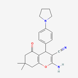 molecular formula C22H25N3O2 B15013682 2-amino-7,7-dimethyl-5-oxo-4-[4-(pyrrolidin-1-yl)phenyl]-5,6,7,8-tetrahydro-4H-chromene-3-carbonitrile 