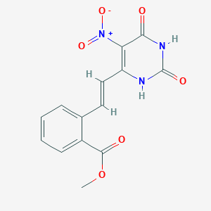 molecular formula C14H11N3O6 B15013729 methyl 2-[(E)-2-(2,6-dihydroxy-5-nitropyrimidin-4-yl)ethenyl]benzoate 
