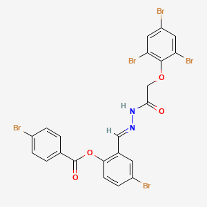 molecular formula C22H13Br5N2O4 B15013857 4-bromo-2-[(E)-{2-[(2,4,6-tribromophenoxy)acetyl]hydrazinylidene}methyl]phenyl 4-bromobenzoate 