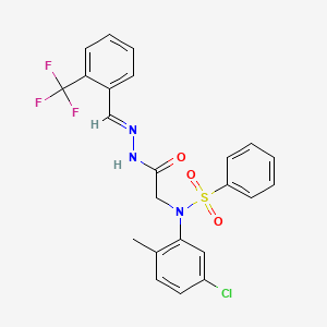 molecular formula C23H19ClF3N3O3S B15013876 N-(5-Chloro-2-methylphenyl)-N-({N'-[(E)-[2-(trifluoromethyl)phenyl]methylidene]hydrazinecarbonyl}methyl)benzenesulfonamide 
