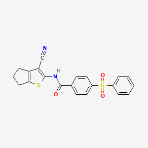 molecular formula C21H16N2O3S2 B15013935 N-(3-cyano-5,6-dihydro-4H-cyclopenta[b]thiophen-2-yl)-4-(phenylsulfonyl)benzamide 