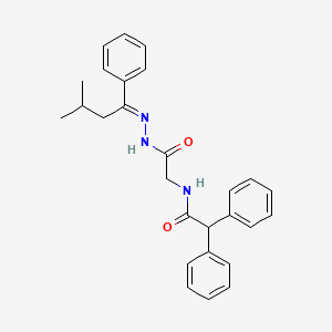 molecular formula C27H29N3O2 B15013980 N-({N'-[(1E)-3-Methyl-1-phenylbutylidene]hydrazinecarbonyl}methyl)-2,2-diphenylacetamide 