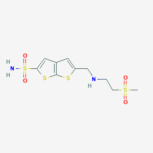 molecular formula C10H14N2O4S4 B150140 2-[(2-Methylsulfonylethylamino)methyl]thieno[2,3-b]thiophene-5-sulfonamide CAS No. 133445-74-6