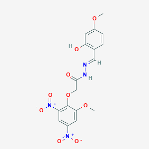 molecular formula C17H16N4O9 B15014491 N'-[(E)-(2-hydroxy-4-methoxyphenyl)methylidene]-2-(2-methoxy-4,6-dinitrophenoxy)acetohydrazide 