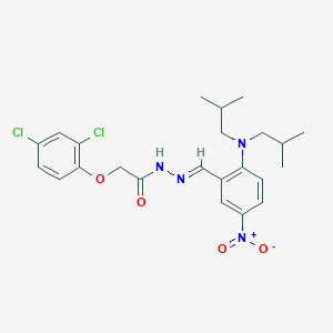 molecular formula C23H28Cl2N4O4 B15014672 N'-[(E)-{2-[bis(2-methylpropyl)amino]-5-nitrophenyl}methylidene]-2-(2,4-dichlorophenoxy)acetohydrazide 