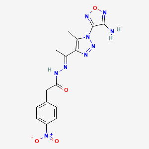 molecular formula C15H15N9O4 B15014789 N'-[(1E)-1-[1-(4-Amino-1,2,5-oxadiazol-3-YL)-5-methyl-1H-1,2,3-triazol-4-YL]ethylidene]-2-(4-nitrophenyl)acetohydrazide 