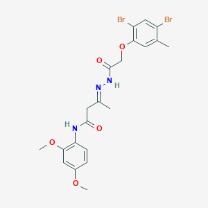 molecular formula C21H23Br2N3O5 B15014820 (3E)-3-{2-[(2,4-dibromo-5-methylphenoxy)acetyl]hydrazinylidene}-N-(2,4-dimethoxyphenyl)butanamide 