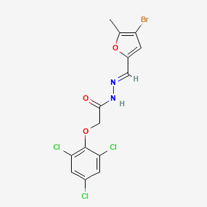 molecular formula C14H10BrCl3N2O3 B15014821 N'-[(E)-(4-bromo-5-methylfuran-2-yl)methylidene]-2-(2,4,6-trichlorophenoxy)acetohydrazide 