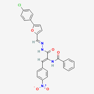molecular formula C27H19ClN4O5 B15014842 N-[(1Z)-3-[(2E)-2-{[5-(4-chlorophenyl)furan-2-yl]methylidene}hydrazinyl]-1-(4-nitrophenyl)-3-oxoprop-1-en-2-yl]benzamide 