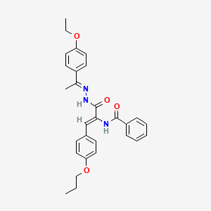 molecular formula C29H31N3O4 B15014923 N-[(1Z)-3-{(2E)-2-[1-(4-ethoxyphenyl)ethylidene]hydrazinyl}-3-oxo-1-(4-propoxyphenyl)prop-1-en-2-yl]benzamide 