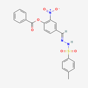molecular formula C21H17N3O6S B15014959 4-[(E)-{2-[(4-methylphenyl)sulfonyl]hydrazinylidene}methyl]-2-nitrophenyl benzoate 