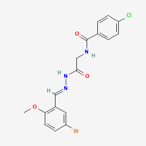 molecular formula C17H15BrClN3O3 B15015125 N-(2-(2-(5-Bromo-2-methoxybenzylidene)hydrazino)-2-oxoethyl)-4-chlorobenzamide 