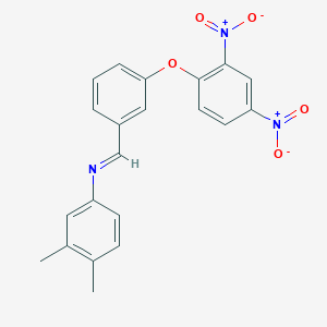 molecular formula C21H17N3O5 B15016001 N-{(Z)-[3-(2,4-dinitrophenoxy)phenyl]methylidene}-3,4-dimethylaniline 