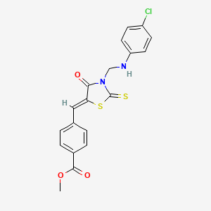 molecular formula C19H15ClN2O3S2 B15016075 methyl 4-[(Z)-(3-{[(4-chlorophenyl)amino]methyl}-4-oxo-2-thioxo-1,3-thiazolidin-5-ylidene)methyl]benzoate 