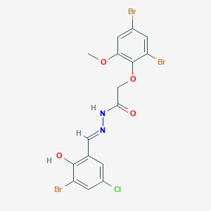 molecular formula C16H12Br3ClN2O4 B15016233 N'-[(E)-(3-bromo-5-chloro-2-hydroxyphenyl)methylidene]-2-(2,4-dibromo-6-methoxyphenoxy)acetohydrazide 