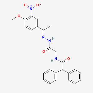 molecular formula C25H24N4O5 B15016287 N-({N'-[(1E)-1-(4-Methoxy-3-nitrophenyl)ethylidene]hydrazinecarbonyl}methyl)-2,2-diphenylacetamide 