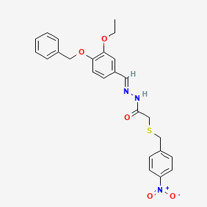 molecular formula C25H25N3O5S B15016359 N'-{(E)-[4-(benzyloxy)-3-ethoxyphenyl]methylidene}-2-[(4-nitrobenzyl)sulfanyl]acetohydrazide 