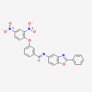 molecular formula C26H16N4O6 B15016434 N-{(E)-[3-(2,4-dinitrophenoxy)phenyl]methylidene}-2-phenyl-1,3-benzoxazol-5-amine 