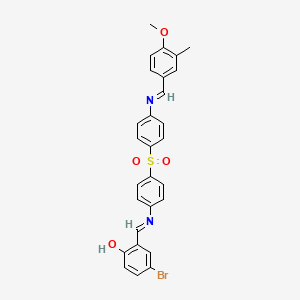 molecular formula C28H23BrN2O4S B15016664 4-bromo-2-[(E)-({4-[(4-{[(E)-(4-methoxy-3-methylphenyl)methylidene]amino}phenyl)sulfonyl]phenyl}imino)methyl]phenol 