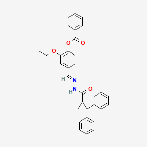 molecular formula C32H28N2O4 B15016751 4-[(E)-{2-[(2,2-diphenylcyclopropyl)carbonyl]hydrazinylidene}methyl]-2-ethoxyphenyl benzoate 