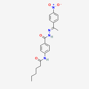 molecular formula C21H24N4O4 B15016753 N-[4-({(2E)-2-[1-(4-nitrophenyl)ethylidene]hydrazinyl}carbonyl)phenyl]hexanamide 