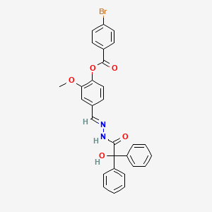 molecular formula C29H23BrN2O5 B15016816 4-[(E)-{2-[hydroxy(diphenyl)acetyl]hydrazinylidene}methyl]-2-methoxyphenyl 4-bromobenzoate 
