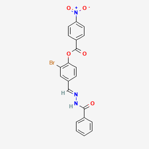 molecular formula C21H14BrN3O5 B15016929 2-bromo-4-{(E)-[2-(phenylcarbonyl)hydrazinylidene]methyl}phenyl 4-nitrobenzoate 