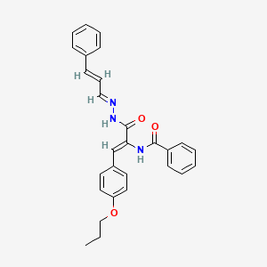 molecular formula C28H27N3O3 B15016949 N-[(1Z)-3-oxo-3-{(2E)-2-[(2E)-3-phenylprop-2-en-1-ylidene]hydrazinyl}-1-(4-propoxyphenyl)prop-1-en-2-yl]benzamide 