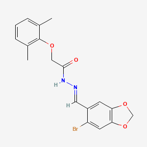 molecular formula C18H17BrN2O4 B15017047 N'-[(E)-(6-bromo-1,3-benzodioxol-5-yl)methylidene]-2-(2,6-dimethylphenoxy)acetohydrazide 