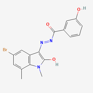 molecular formula C17H14BrN3O3 B15017152 N'-[(3Z)-5-bromo-1,7-dimethyl-2-oxo-1,2-dihydro-3H-indol-3-ylidene]-3-hydroxybenzohydrazide 
