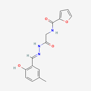 molecular formula C15H15N3O4 B15017252 N-{2-[(2E)-2-(2-hydroxy-5-methylbenzylidene)hydrazinyl]-2-oxoethyl}furan-2-carboxamide (non-preferred name) 