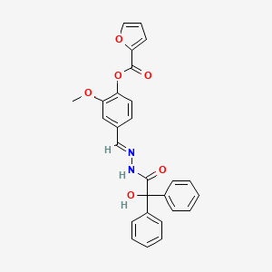 molecular formula C27H22N2O6 B15017414 4-[(E)-{2-[hydroxy(diphenyl)acetyl]hydrazinylidene}methyl]-2-methoxyphenyl furan-2-carboxylate 