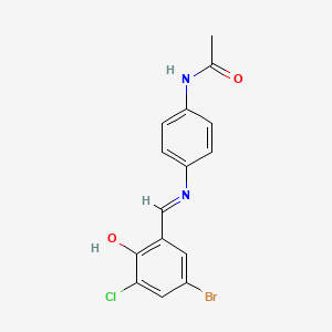 molecular formula C15H12BrClN2O2 B15018488 N-(4-{[(E)-(5-bromo-3-chloro-2-hydroxyphenyl)methylidene]amino}phenyl)acetamide 