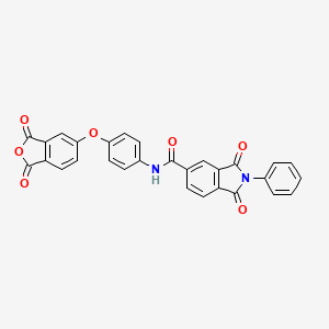 molecular formula C29H16N2O7 B15020927 N-{4-[(1,3-dioxo-1,3-dihydro-2-benzofuran-5-yl)oxy]phenyl}-1,3-dioxo-2-phenyl-2,3-dihydro-1H-isoindole-5-carboxamide 