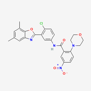 molecular formula C26H23ClN4O5 B15021190 N-[4-chloro-3-(5,7-dimethyl-1,3-benzoxazol-2-yl)phenyl]-2-(morpholin-4-yl)-5-nitrobenzamide 
