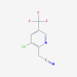 molecular formula C8H4ClF3N2 B150214 2-(3-Chloro-5-(trifluoromethyl)pyridin-2-yl)acetonitrile CAS No. 157764-10-8