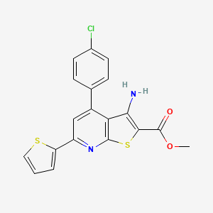 molecular formula C19H13ClN2O2S2 B15021453 Methyl 3-amino-4-(4-chlorophenyl)-6-(thiophen-2-yl)thieno[2,3-b]pyridine-2-carboxylate 