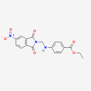 molecular formula C18H15N3O6 B15021559 Ethyl 4-(4-nitrophthalimidomethylamino)benzoate 