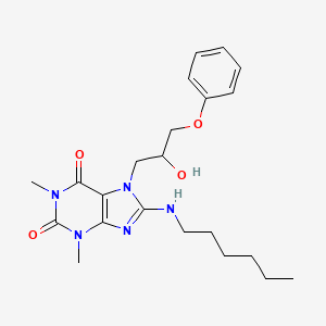 molecular formula C22H31N5O4 B15021658 8-(hexylamino)-7-(2-hydroxy-3-phenoxypropyl)-1,3-dimethyl-1H-purine-2,6(3H,7H)-dione 