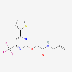 molecular formula C14H12F3N3O2S B15021661 N-(prop-2-en-1-yl)-2-{[4-(thiophen-2-yl)-6-(trifluoromethyl)pyrimidin-2-yl]oxy}acetamide 