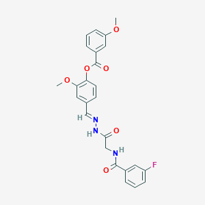 molecular formula C25H22FN3O6 B15022067 4-[(E)-({2-[(3-Fluorophenyl)formamido]acetamido}imino)methyl]-2-methoxyphenyl 3-methoxybenzoate 