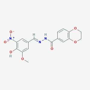 molecular formula C17H15N3O7 B15022134 N'-[(E)-(4-hydroxy-3-methoxy-5-nitrophenyl)methylidene]-2,3-dihydro-1,4-benzodioxine-6-carbohydrazide 